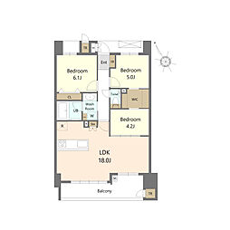 S-RESIDENCE愛宕SOUTH 3LDKの間取図画像