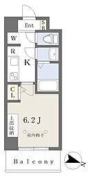 エーデル2周船寺 1Kの間取図画像