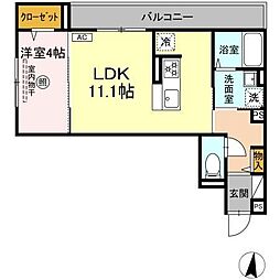 D-residence諸岡 1LDKの間取図画像