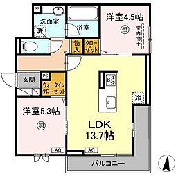 D-residence諸岡 2LDKの間取図画像