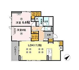 D-residence室見 2LDKの間取図画像