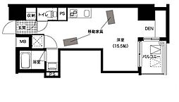 レジディア西新 ワンルームの間取図画像