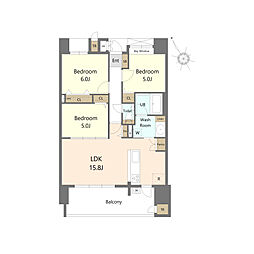 S-RESIDENCE愛宕SOUTH 3LDKの間取図画像