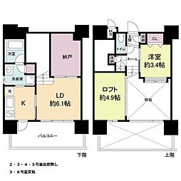 リアンシエルブルー東公園 2Kの間取図画像