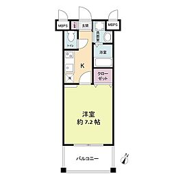 レジディア博多2 1Kの間取図画像
