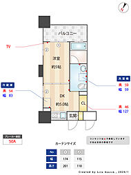 ルネッサンス21博多 1DKの間取図画像