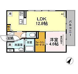 アムールハイム 1LDKの間取図画像