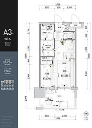 グランフォーレ博多プレミアベイサイド 1DKの間取図画像