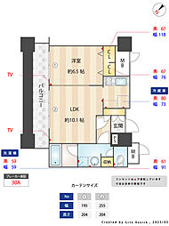 KDXレジデンス大濠ハーバービュータワー 1LDKの間取図画像
