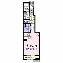 グランツII 1階ワンルームの間取り