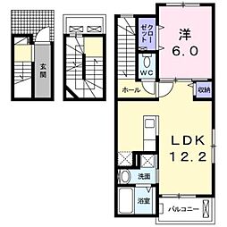 クロスハーバーII 3階1LDKの間取り