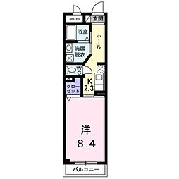 カンフィデンス三ヶ森 1Kの間取図画像