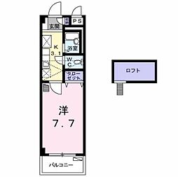 サンハイム 1Kの間取図画像