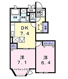 パエーゼ 2DKの間取図画像