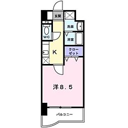 グランド・コスモ 1Kの間取図画像