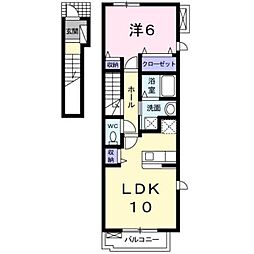 サン・フレイムYABE2A 1LDKの間取図画像