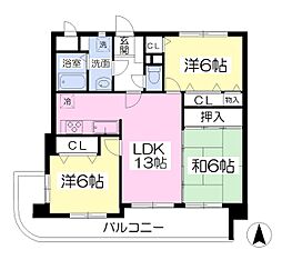 ヒルサイド守恒 3LDKの間取図画像