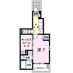 サンシャイン穴生 1SKの間取図画像