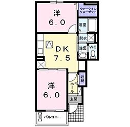 セレーノ洞海3 2DKの間取図画像