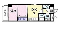 エルマーノ下到津 1DKの間取図画像