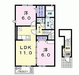 サニー・ブリーズ北泉B 2LDKの間取図画像