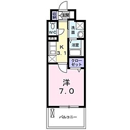 ユニゾンスクエア 1Kの間取図画像