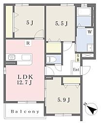 Muu.朽網駅北 3LDKの間取図画像