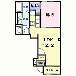 ラ・ポーズ葛原 1LDKの間取図画像