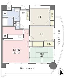 アンジェロポスト2 3LDKの間取図画像