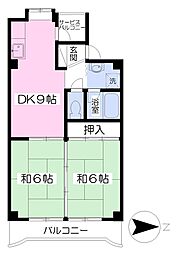 ムーブ奈須本 2DKの間取図画像