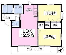 サンシャイン春日 2LDKの間取図画像
