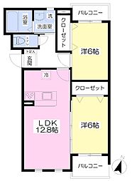 プライムスクエア 2LDKの間取図画像
