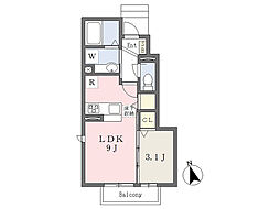 プルミエハヤシ2 1LDKの間取図画像