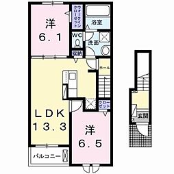 ボヌール金木犀 II 2LDKの間取図画像