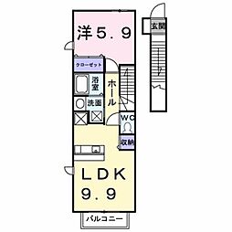 ジャン・アヴニールD 1LDKの間取図画像