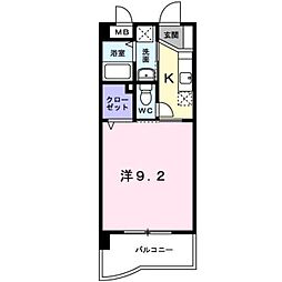 エヴァーグリーンM 1Kの間取図画像