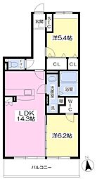 エスポワール2 2LDKの間取図画像