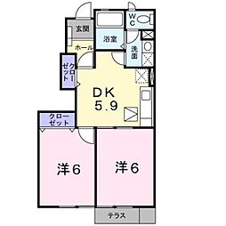 シャローム 2Kの間取図画像