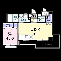 エムステージ藤崎宮 3階1LDKの間取り