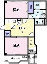 ハッピーライフ 1階2DKの間取り