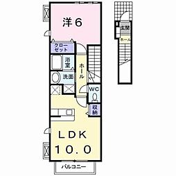 サンライズ憩　I 2階1LDKの間取り