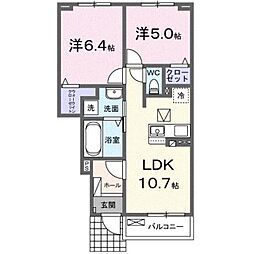 カルム 2LDKの間取図画像
