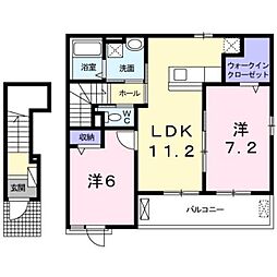 エスペランサ益城 2階2LDKの間取り