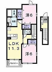 プリムローズ　Ｍ 2階2LDKの間取り