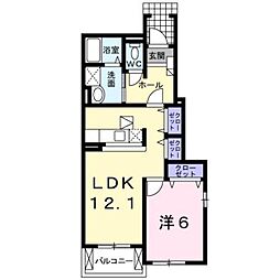熊本市電A系統 神水交差点駅 徒歩25分の賃貸アパート 1階1LDKの間取り