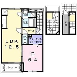 熊本電気鉄道 北熊本駅 バス3分 高平橋下車 徒歩8分の賃貸アパート 3階1LDKの間取り