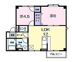 JR豊肥本線 南熊本駅 徒歩15分の賃貸アパート 2階2LDKの間取り