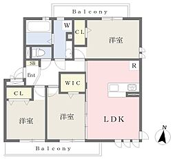 ルネサンスメモリー新大江 3階3LDKの間取り