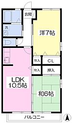 リビエール清水 2LDKの間取図画像