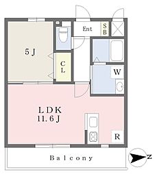 ユナイテッド八島 1LDKの間取図画像